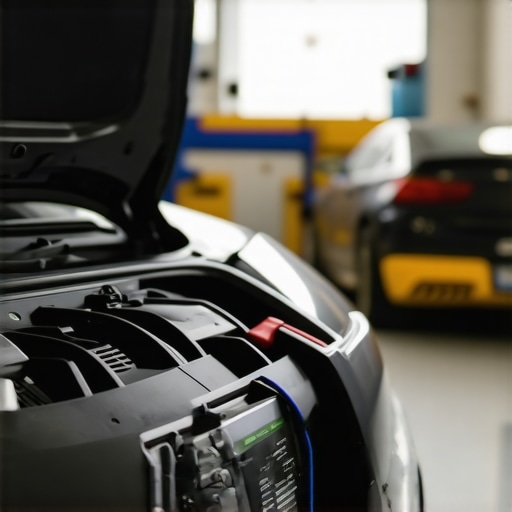 Technician performing advanced brake system diagnostics with high-tech tools