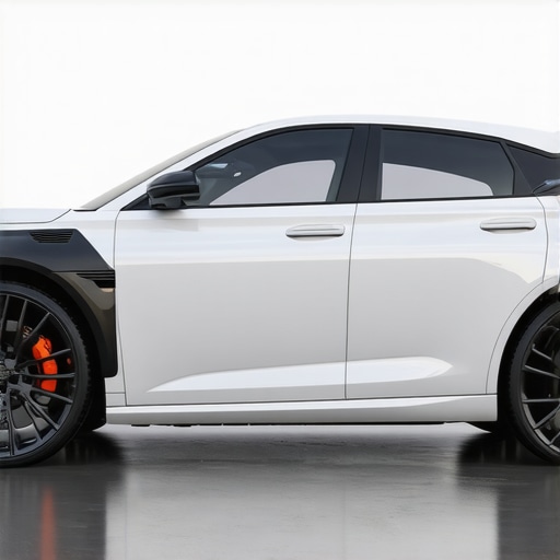 Detailed view of a car's advanced brake system with safety technology