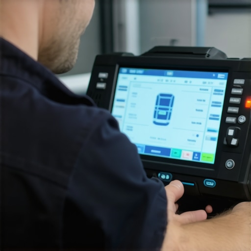 Mechanic using a top-tier OBD-II scanner to diagnose vehicle engine
