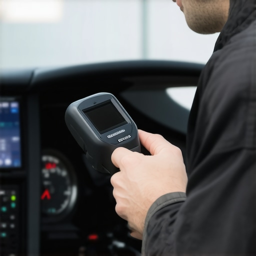 Mechanic connecting a high-tech diagnostic scanner to a vehicle's OBD-II port