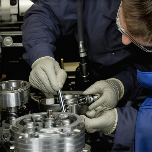 Engine Inspection in Progress Mechanic inspecting car engine components during maintenance